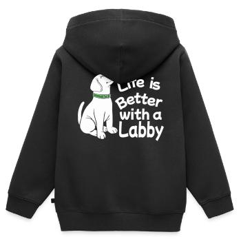Labrador Hund Hundebesitzer Frauchen Herrchen Wau - Kinder Premium Organic Zip Hoodie - Schwarz - Hinten - AI Model Kid Male (0cm)