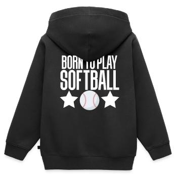 Softball - Sweat Premium à capuche zippé enfant bio - noir - Dos - AI Model Kid Male (0cm)