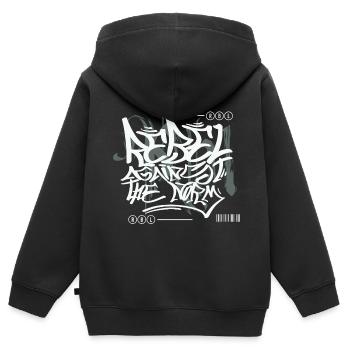 Graffiti urbain streetwear - Sweat Premium à capuche zippé enfant bio - noir - Dos - AI Model Kid Male (0cm)