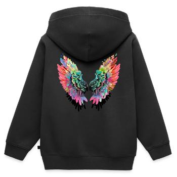 engelsflügel,angelwings,flügel.bunt,graffiti - Kinder Premium Organic Zip Hoodie - Schwarz - Hinten - AI Model Kid Male (0cm)