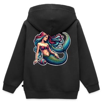 Meerjungfrau - Kinder Premium Organic Zip Hoodie - Schwarz - Hinten - AI Model Kid Male (0cm)