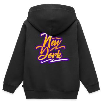 New York - Sweat Premium à capuche zippé enfant bio - noir - Dos - AI Model Kid Male (0cm)