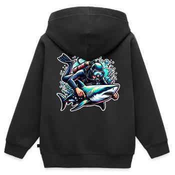 Tauchen Taucher - Kinder Premium Organic Zip Hoodie - Schwarz - Hinten - AI Model Kid Male (0cm)