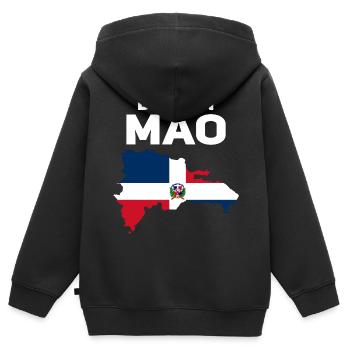 République dominicaine - Sweat Premium à capuche zippé enfant bio - noir - Dos - AI Model Kid Male (0cm)