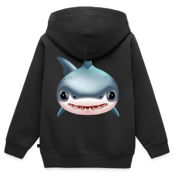 Niedlicher Haifisch - Kinder Premium Organic Zip Hoodie - Schwarz - Hinten - AI Model Kid Male (0cm)