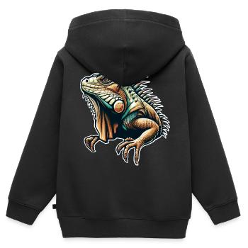 Leguan - Kinder Premium Organic Zip Hoodie - Schwarz - Hinten - AI Model Kid Male (0cm)
