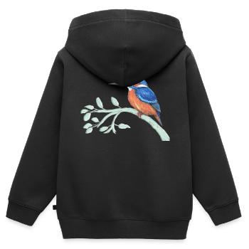 Le martin-pêcheur - Sweat Premium à capuche zippé enfant bio - noir - Dos - AI Model Kid Male (0cm)