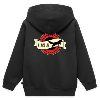 I’m a fox - Foxy lady - Clever fox - Brain Genius - Sweat Premium à capuche zippé enfant bio - noir - Dos - AI Model Kid Male (0cm)