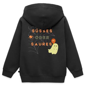 HALLOWEEN - Kinder Premium Organic Zip Hoodie - Schwarz - Hinten - AI Model Kid Male (0cm)