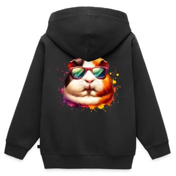 Meerschweinchen - Kinder Premium Organic Zip Hoodie - Schwarz - Hinten - AI Model Kid Male (0cm)