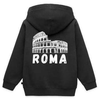 Roma Colosseum Rome Colisée Italie Souvenir - Sweat Premium à capuche zippé enfant bio - noir - Dos - AI Model Kid Male (0cm)