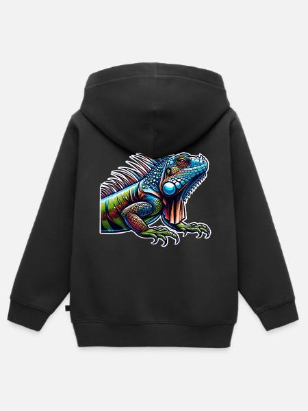 Leguan - Kinder Premium Organic Zip Hoodie - Schwarz