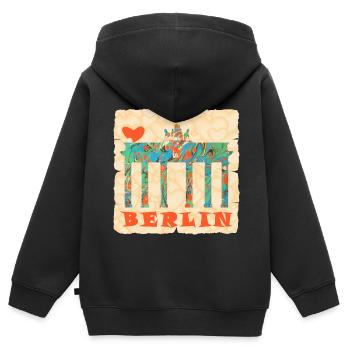 Porte de Brandebourg E 4 - Sweat Premium à capuche zippé enfant bio - noir - Dos - AI Model Kid Male (0cm)