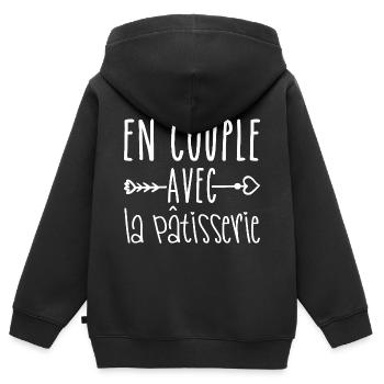 Paare mit Gebäck, Liebhaber von Gebäck - Kinder Premium Organic Zip Hoodie - Schwarz - Hinten - AI Model Kid Male (0cm)