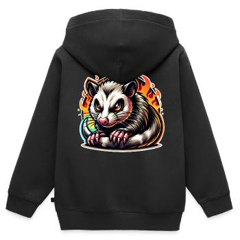 Opossum - Kinder Premium Organic Zip Hoodie - Schwarz - Hinten - AI Model Kid Male (0cm)