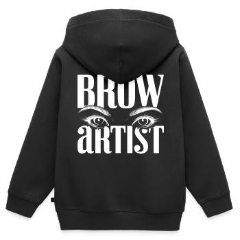Sourcils Esthéticienne Cadeau Sourcils Artiste - Sweat Premium à capuche zippé enfant bio - noir - Dos - AI Model Kid Male (0cm)