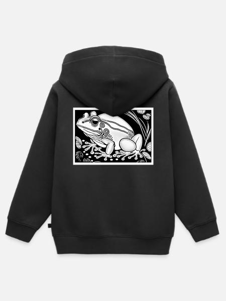 Frosch im Glück - Kinder Premium Organic Zip Hoodie - Schwarz