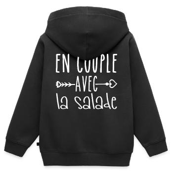 Paare mit Salat, Salat Fans Geschenk - Kinder Premium Organic Zip Hoodie - Schwarz - Hinten - AI Model Kid Male (0cm)