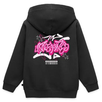 Graffiti urbain streetwear - Sweat Premium à capuche zippé enfant bio - noir - Dos - AI Model Kid Male (0cm)