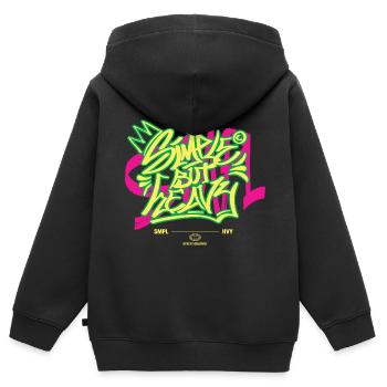 Graffiti urbain streetwear - Sweat Premium à capuche zippé enfant bio - noir - Dos - AI Model Kid Male (0cm)