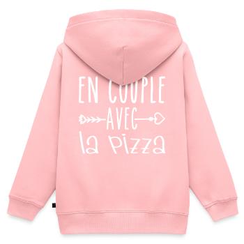 Paare mit Pizza, Pizza Fans Geschenk - Kinder Premium Organic Zip Hoodie - Rosa - Hinten - AI Model Kid Female (0cm)