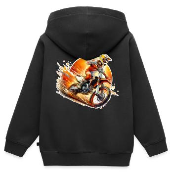 Motocross - Kinder Premium Organic Zip Hoodie - Schwarz - Hinten - AI Model Kid Male (0cm)
