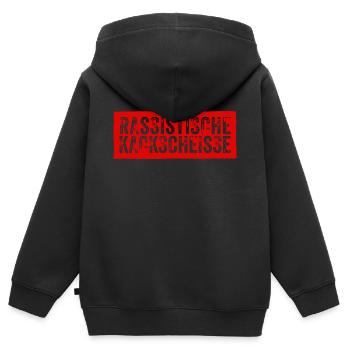 Rassistische Kackscheisse - Kinder Premium Organic Zip Hoodie - Schwarz - Hinten - AI Model Kid Male (0cm)