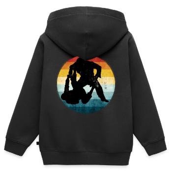 Retro Brazilian Jiu-Jitsu - Kinder Premium Organic Zip Hoodie - Schwarz - Hinten - AI Model Kid Male (0cm)