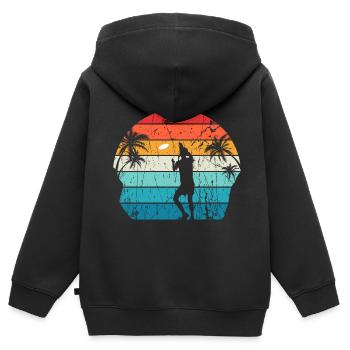 Retro Basketball Spieler - Vintage Spielball - Kinder Premium Organic Zip Hoodie - Schwarz - Hinten - AI Model Kid Male (0cm)