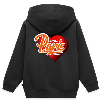 Paris - Kinder Premium Organic Zip Hoodie - Schwarz - Hinten - AI Model Kid Male (0cm)