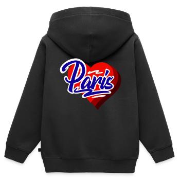 Paris - Sweat Premium à capuche zippé enfant bio - noir - Dos - AI Model Kid Male (0cm)