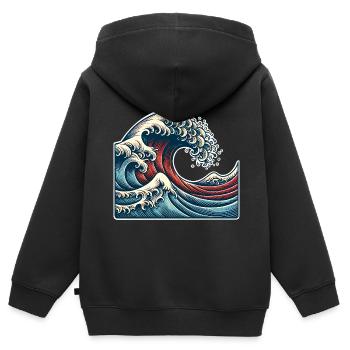 Vague - Sweat Premium à capuche zippé enfant bio - noir - Dos - AI Model Kid Male (0cm)