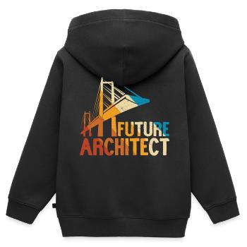 Architecte - Sweat Premium à capuche zippé enfant bio - noir - Dos - AI Model Kid Male (0cm)