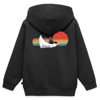 manta ray - Kids Premium Organic Zip-up Hoodie - black - Back - AI Model Kid Male (0cm)