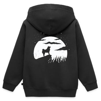 Spitz finlandais et montagne - Sweat Premium à capuche zippé enfant bio - noir - Dos - AI Model Kid Male (0cm)