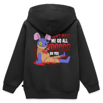 Cadeau de sorcellerie vaudou drôle poupée vaudou - Sweat Premium à capuche zippé enfant bio - noir - Dos - AI Model Kid Male (0cm)