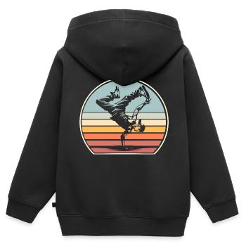 Breakdance - Sweat Premium à capuche zippé enfant bio - noir - Dos - AI Model Kid Male (0cm)