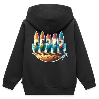 Surfeurs - Sweat Premium à capuche zippé enfant bio - noir - Dos - AI Model Kid Male (0cm)