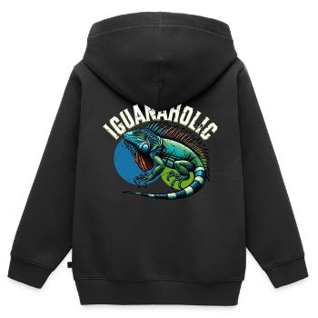 Leguan - Kinder Premium Organic Zip Hoodie - Schwarz - Hinten - AI Model Kid Male (0cm)