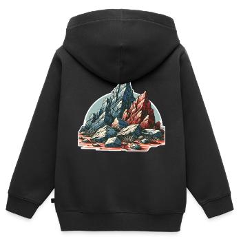 Rocher des montagnes - Sweat Premium à capuche zippé enfant bio - noir - Dos - AI Model Kid Male (0cm)