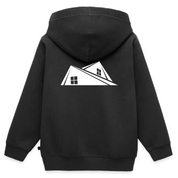 Le toit de la maison - Sweat Premium à capuche zippé enfant bio - noir - Dos - AI Model Kid Male (0cm)