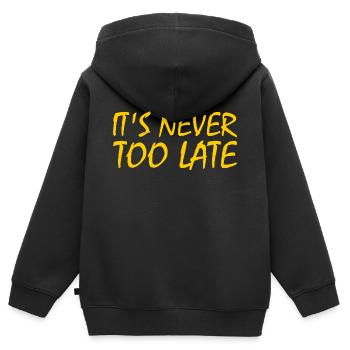 Its never too late - Sweat Premium à capuche zippé enfant bio - noir - Dos - AI Model Kid Male (0cm)