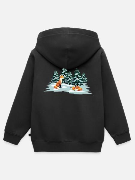 Füchse im Wald - Kinder Premium Organic Zip Hoodie - Schwarz