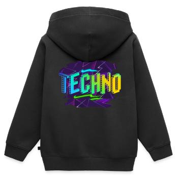 Techno - Kinder Premium Organic Zip Hoodie - Schwarz - Hinten - AI Model Kid Male (0cm)