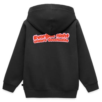 N’oublions pas notre histoire - contre la droite - Sweat Premium à capuche zippé enfant bio - noir - Dos - AI Model Kid Male (0cm)