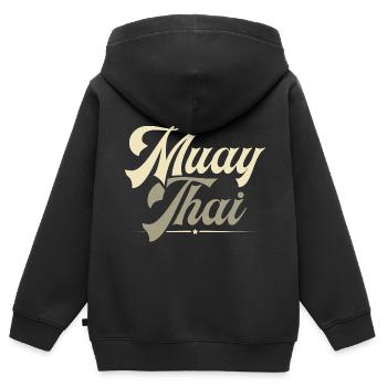 Muay Thai - Kinder Premium Organic Zip Hoodie - Schwarz - Hinten - AI Model Kid Male (0cm)