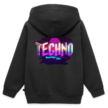 Techno - Kinder Premium Organic Zip Hoodie - Schwarz - Hinten - AI Model Kid Male (0cm)