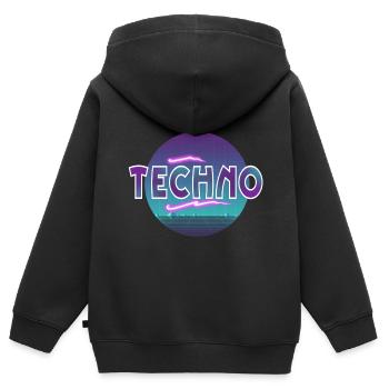Techno - Kinder Premium Organic Zip Hoodie - Schwarz - Hinten - AI Model Kid Male (0cm)