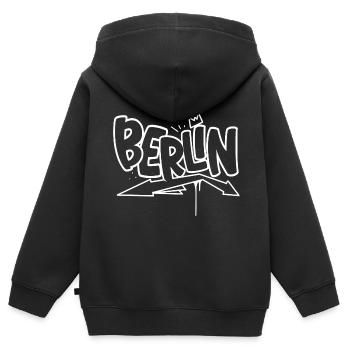 Berlin Graffiti - Sweat Premium à capuche zippé enfant bio - noir - Dos - AI Model Kid Male (0cm)