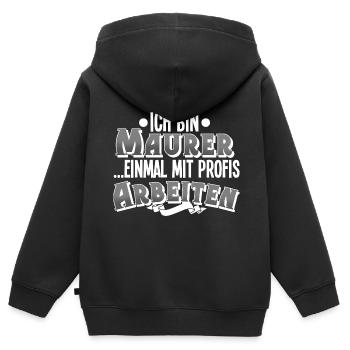 Maurer - Kinder Premium Organic Zip Hoodie - Schwarz - Hinten - AI Model Kid Male (0cm)